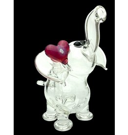 flame princess Micro Clear Elephant With Heart And Opal