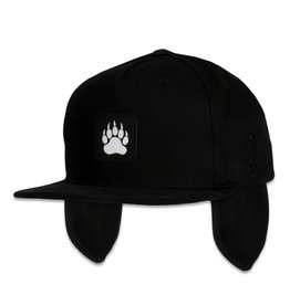 Bear Paw Removable Earflap Black Snapback Hat L/XL