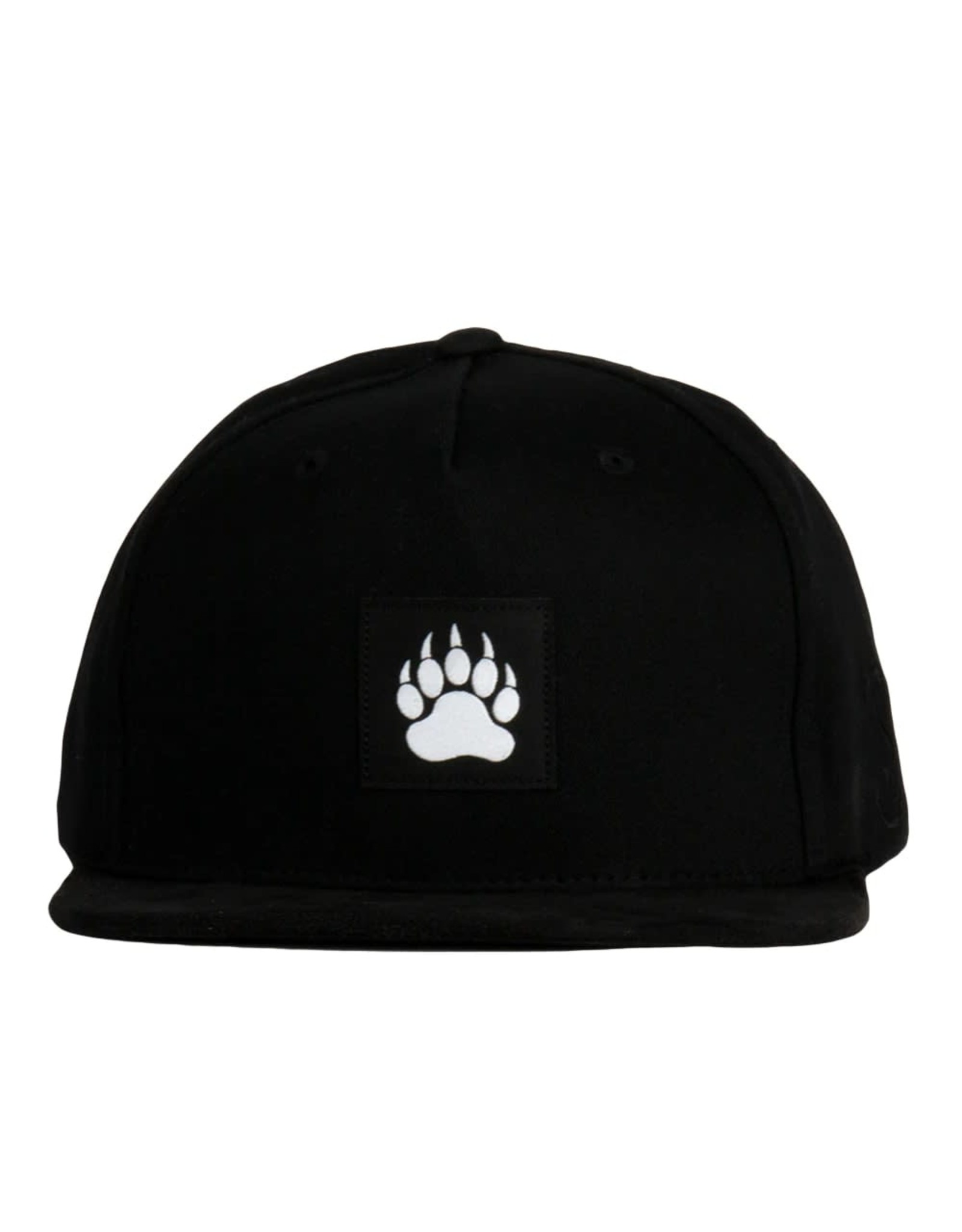 Bear Paw Removable Earflap Black Snapback Hat L/XL