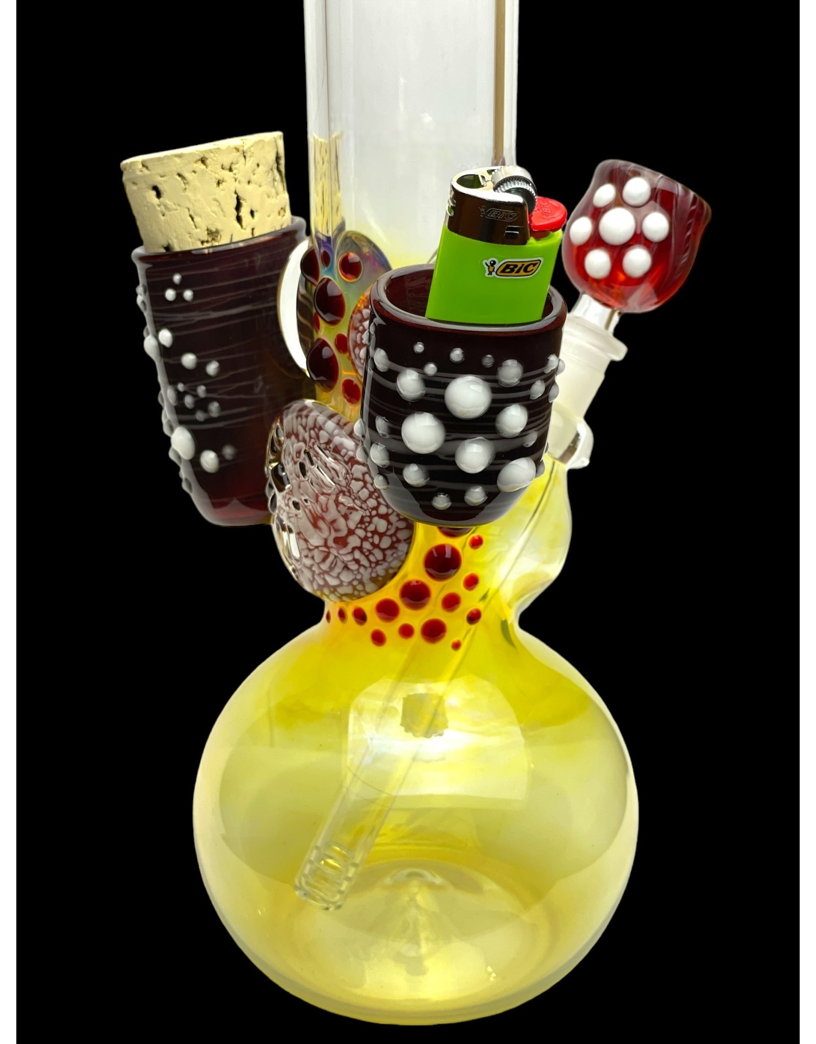 Trident Glass Trident Glass Mini Phat Mamma With Jar And Lighter Holder Single Ball 50mm x 5mm 15-17" Tall