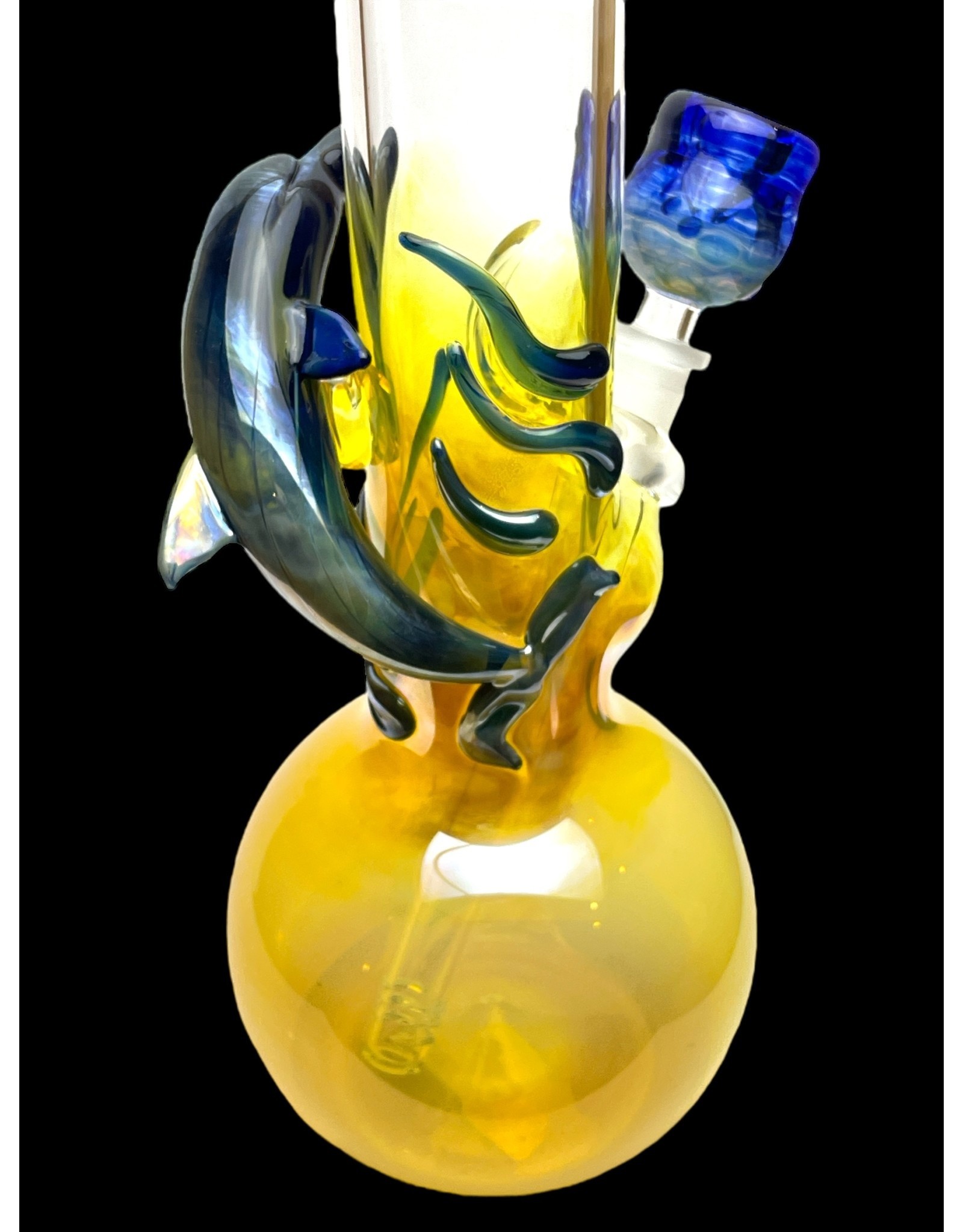 Trident Glass Trident Glass Mini Phat Mamma With Dolphin Single Ball 50mm x 5mm 15-17" Tall