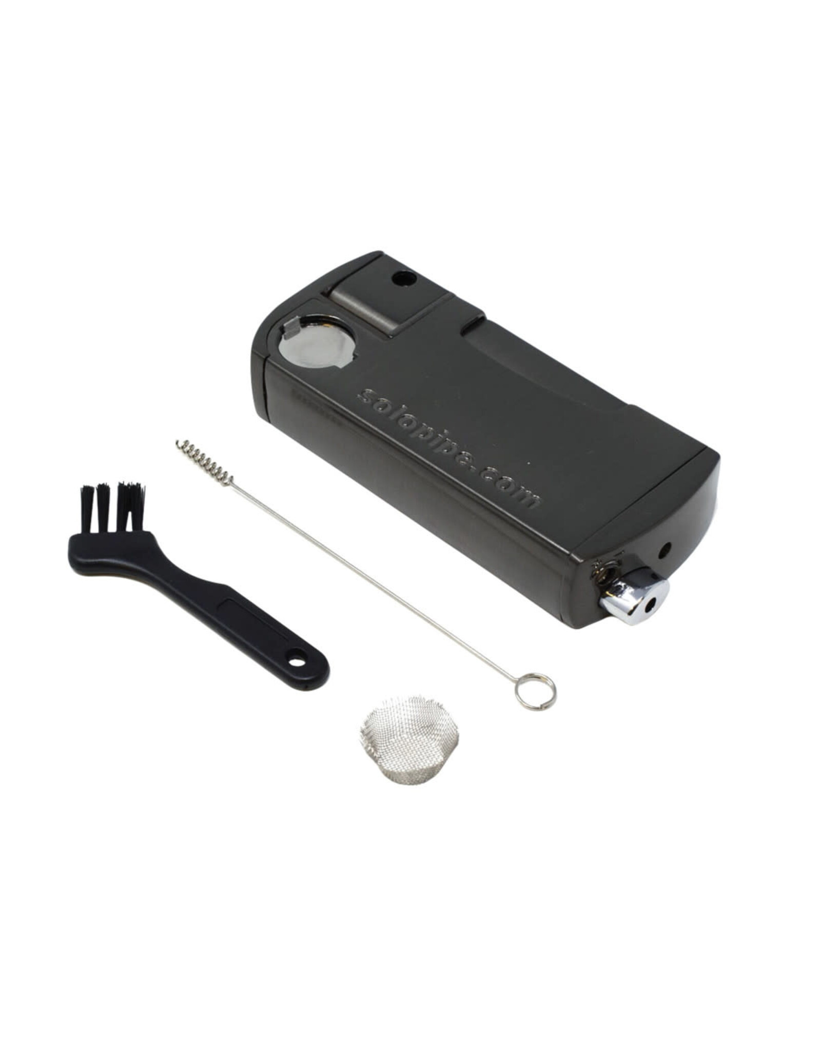 Solo Pipe Solo Pipe Gun Metal w/ Built-in Lighter & Glass Bowl | 3.75"