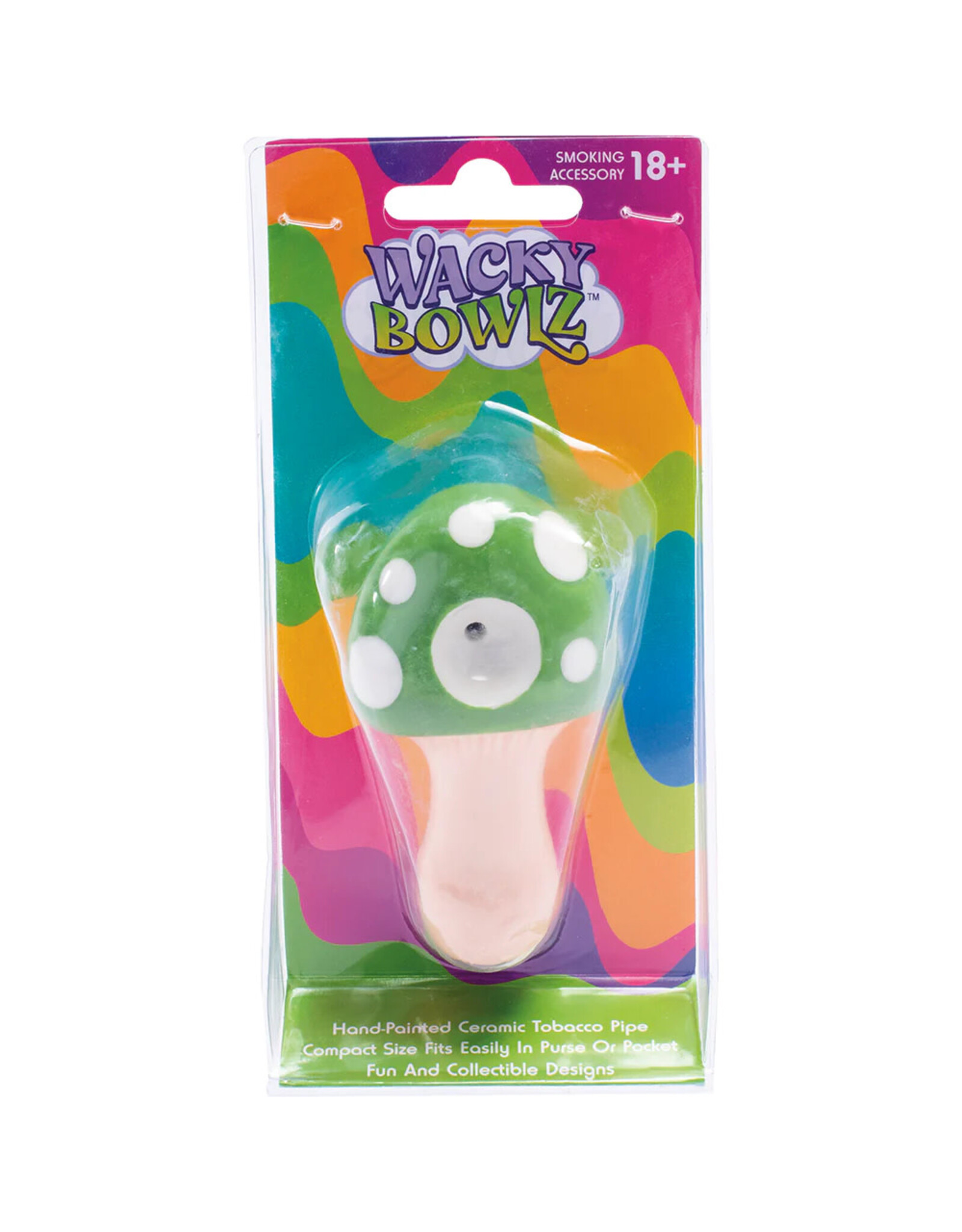 Wacky Bowlz Wacky Bowls Mushroom Ceramic Pipe Green 3.5"