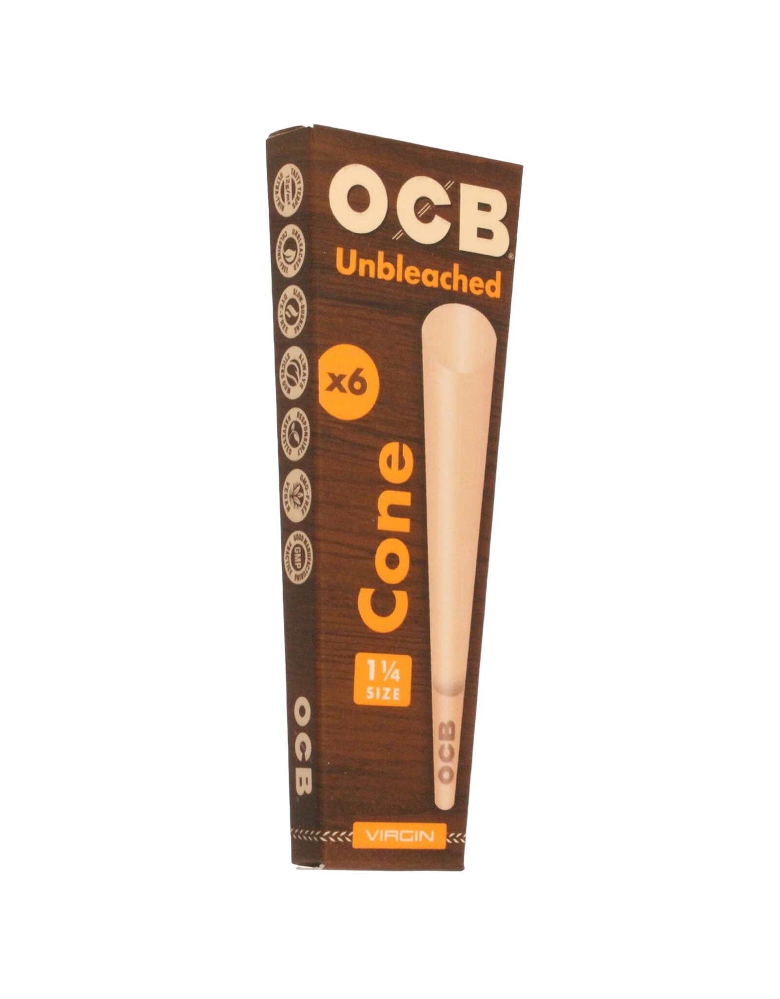 ocb papers OCB 1 1/4" Virgin Cones 6 Cones per pack