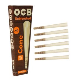 ocb papers OCB 1 1/4" Virgin Unbleached Cones 6 Cones per pack