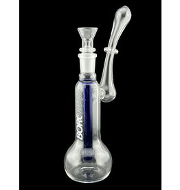 Borosyndicate Boro Small Classic Sherlock Bubbler Clear w/Blue Fixed Stem 14mm