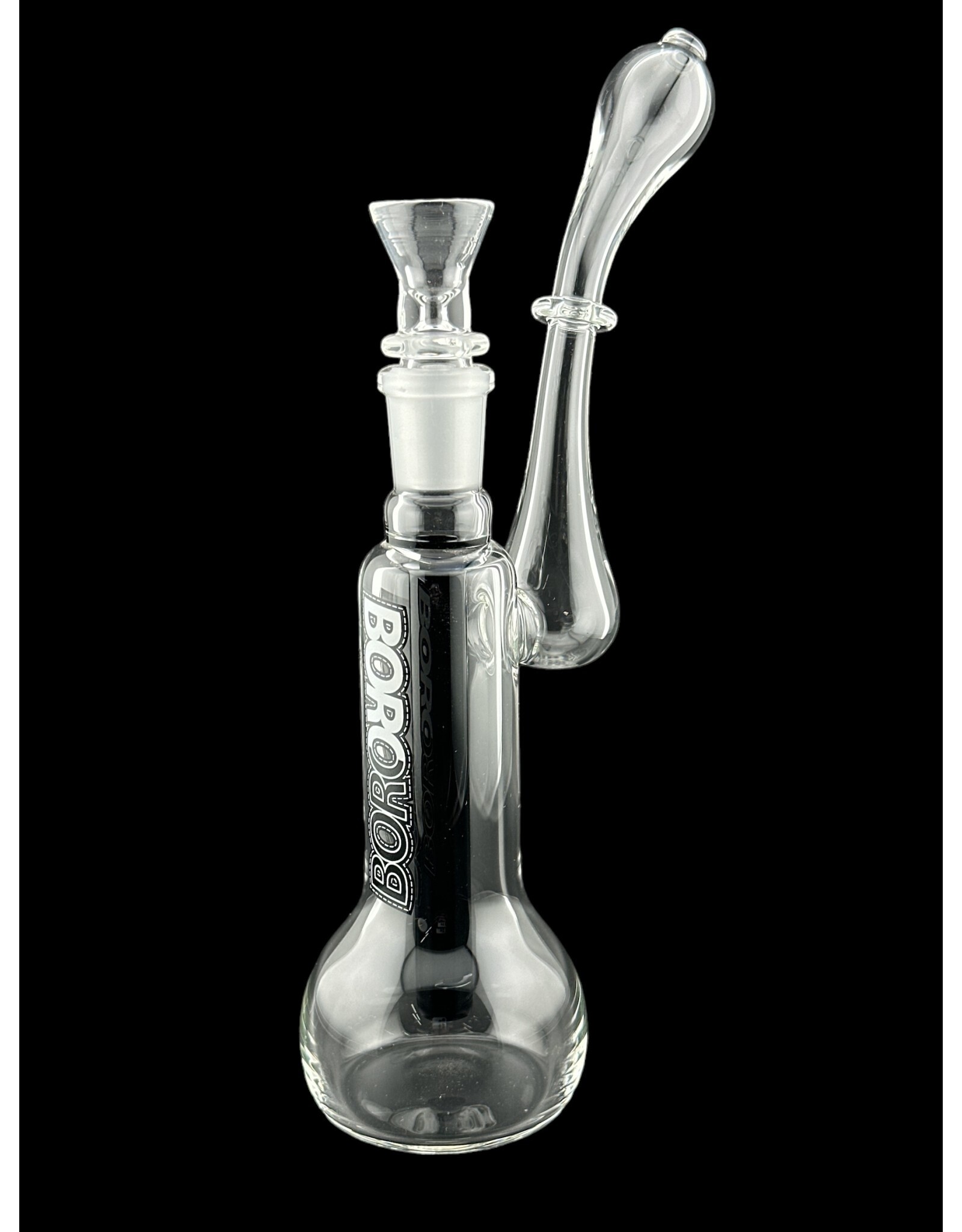 Borosyndicate Boro Small Classic Sherlock Bubbler Clear w/Black Fixed Stem 14mm