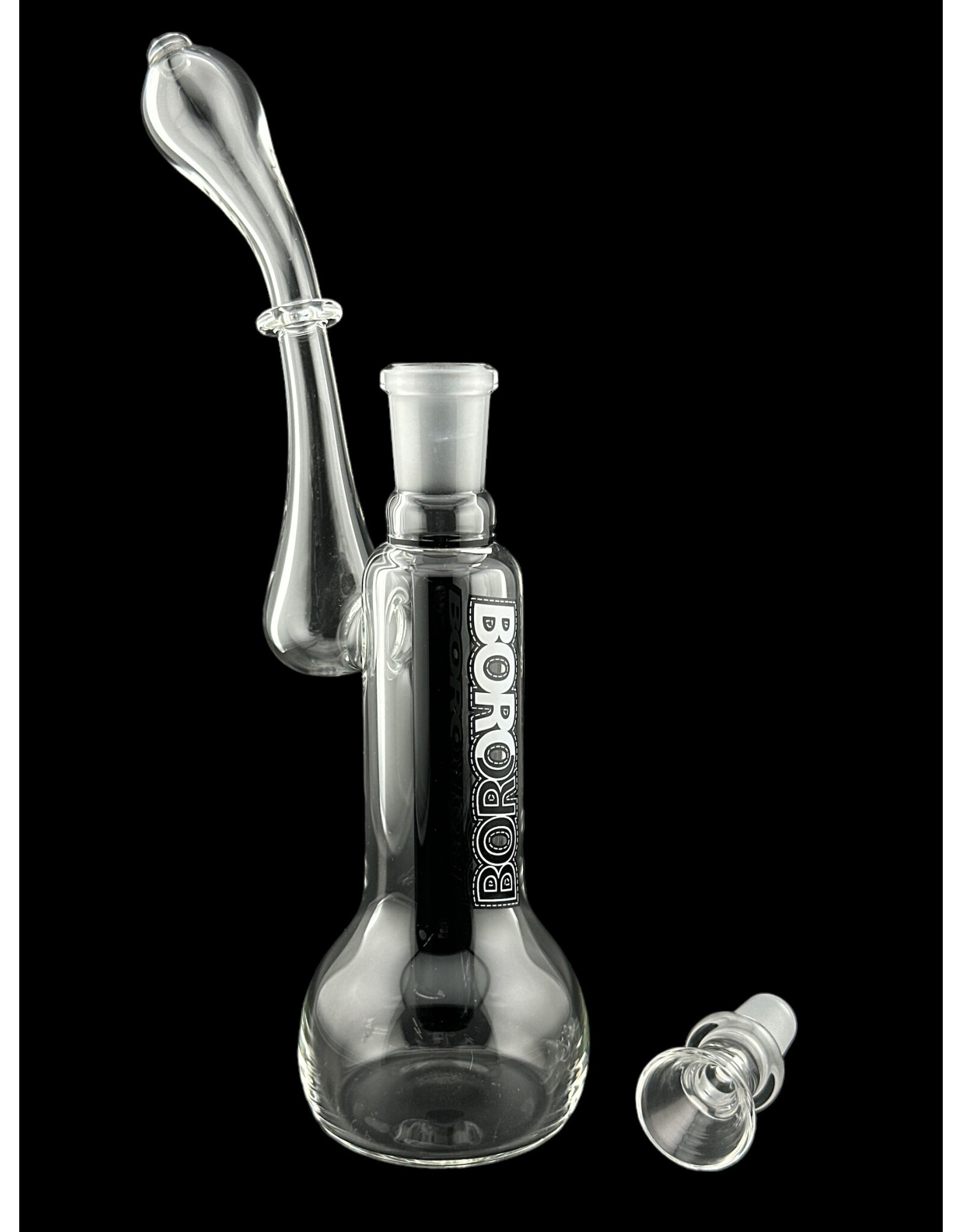 Borosyndicate Boro Small Classic Sherlock Bubbler Clear w/Black Fixed Stem 14mm