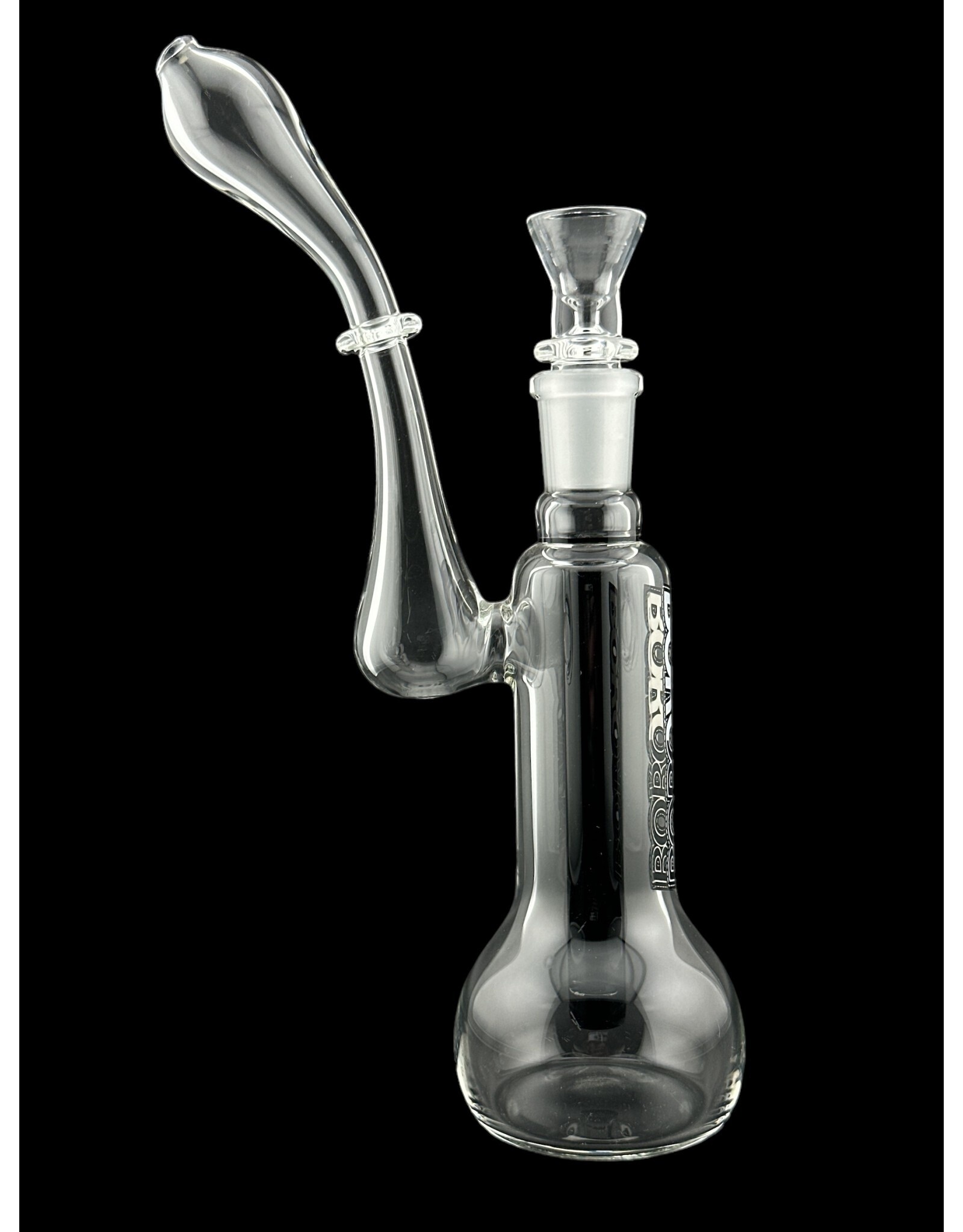 Borosyndicate Boro Small Classic Sherlock Bubbler Clear w/Black Fixed Stem 14mm