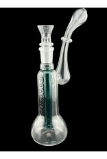 Borosyndicate Boro Small Classic Sherlock Bubbler Clear w/Lake Green Fixed Stem 14mm