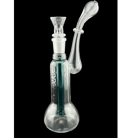 Borosyndicate Boro Small Classic Sherlock Bubbler Clear w/Lake Green Fixed Stem 14mm
