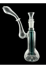 Borosyndicate Boro Small Classic Sherlock Bubbler Clear w/Lake Green Fixed Stem 14mm