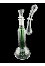 Borosyndicate Boro Small Classic Sherlock Bubbler Clear w/Green Fixed Stem 14mm