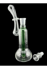 Borosyndicate Boro Small Classic Sherlock Bubbler Clear w/Green Fixed Stem 14mm