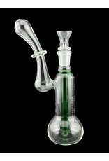 Borosyndicate Boro Small Classic Sherlock Bubbler Clear w/Green Fixed Stem 14mm