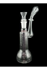 Borosyndicate Boro Small Classic Sherlock Bubbler Clear w/Pink Fixed Stem 14mm