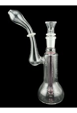 Borosyndicate Boro Small Classic Sherlock Bubbler Clear w/Pink Fixed Stem 14mm