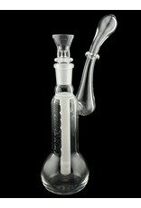 Borosyndicate Boro Small Classic Sherlock Bubbler Clear w/White Fixed Stem 14mm