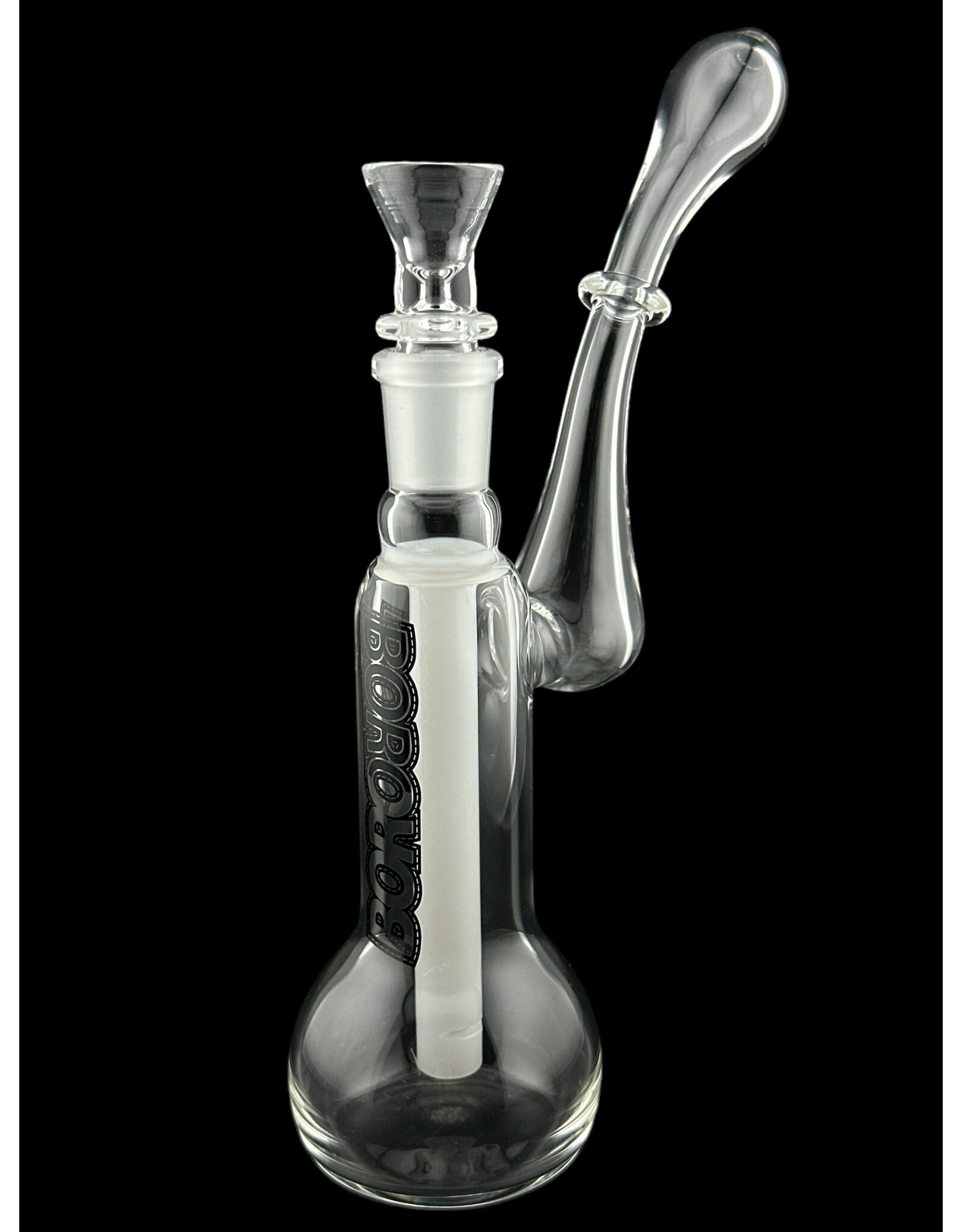 Borosyndicate Boro Small Classic Sherlock Bubbler Clear w/White Fixed Stem 14mm