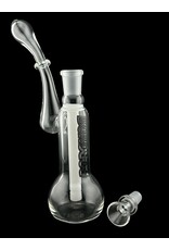 Borosyndicate Boro Small Classic Sherlock Bubbler Clear w/White Fixed Stem 14mm