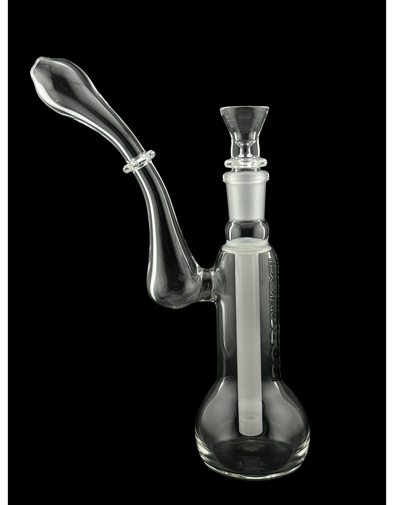 Borosyndicate Boro Small Classic Sherlock Bubbler Clear w/White Fixed Stem 14mm