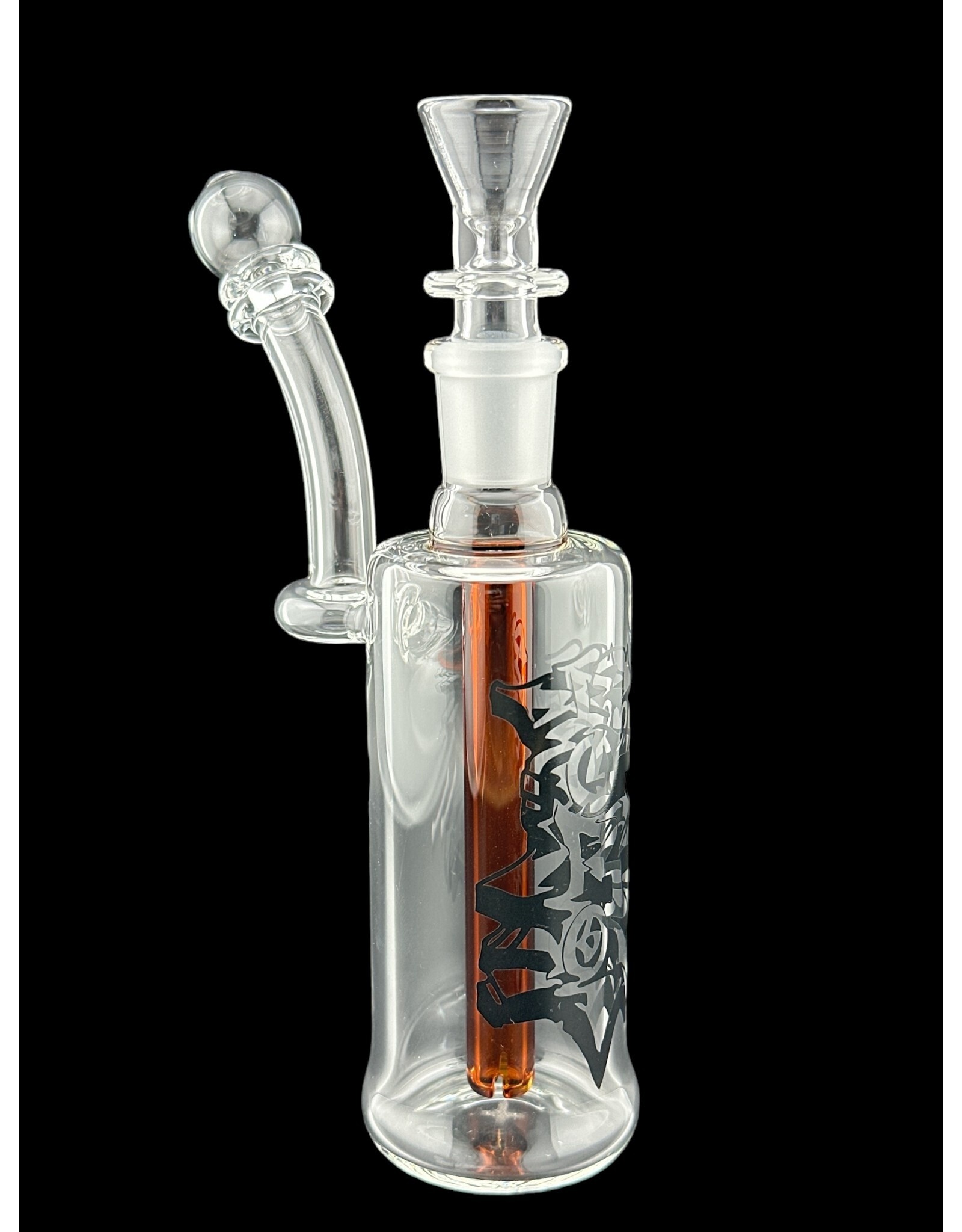 Borosyndicate Boro Straight Can Clear Bubbler With Amber Downstem 14mm