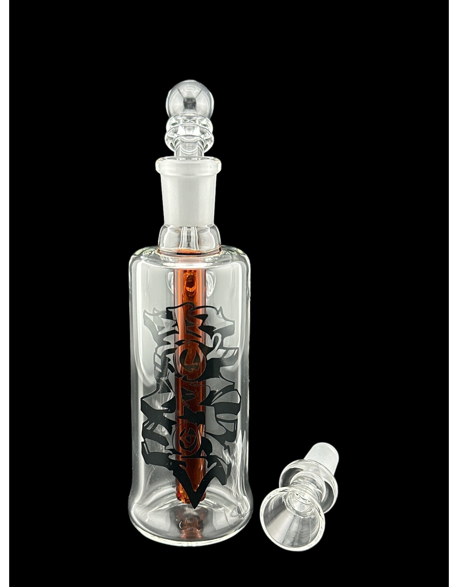 Borosyndicate Boro Straight Can Clear Bubbler With Amber Downstem 14mm