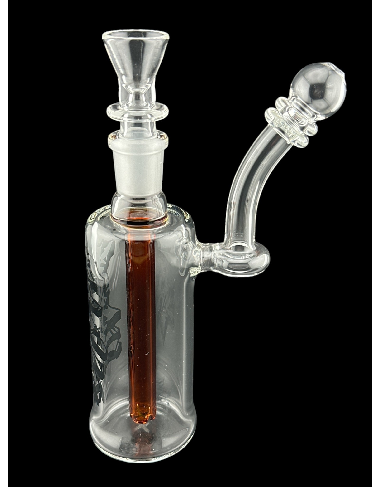 Borosyndicate Boro Straight Can Clear Bubbler With Amber Downstem 14mm