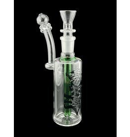Borosyndicate Boro Straight Can Clear Bubbler With Green Downstem 14mm