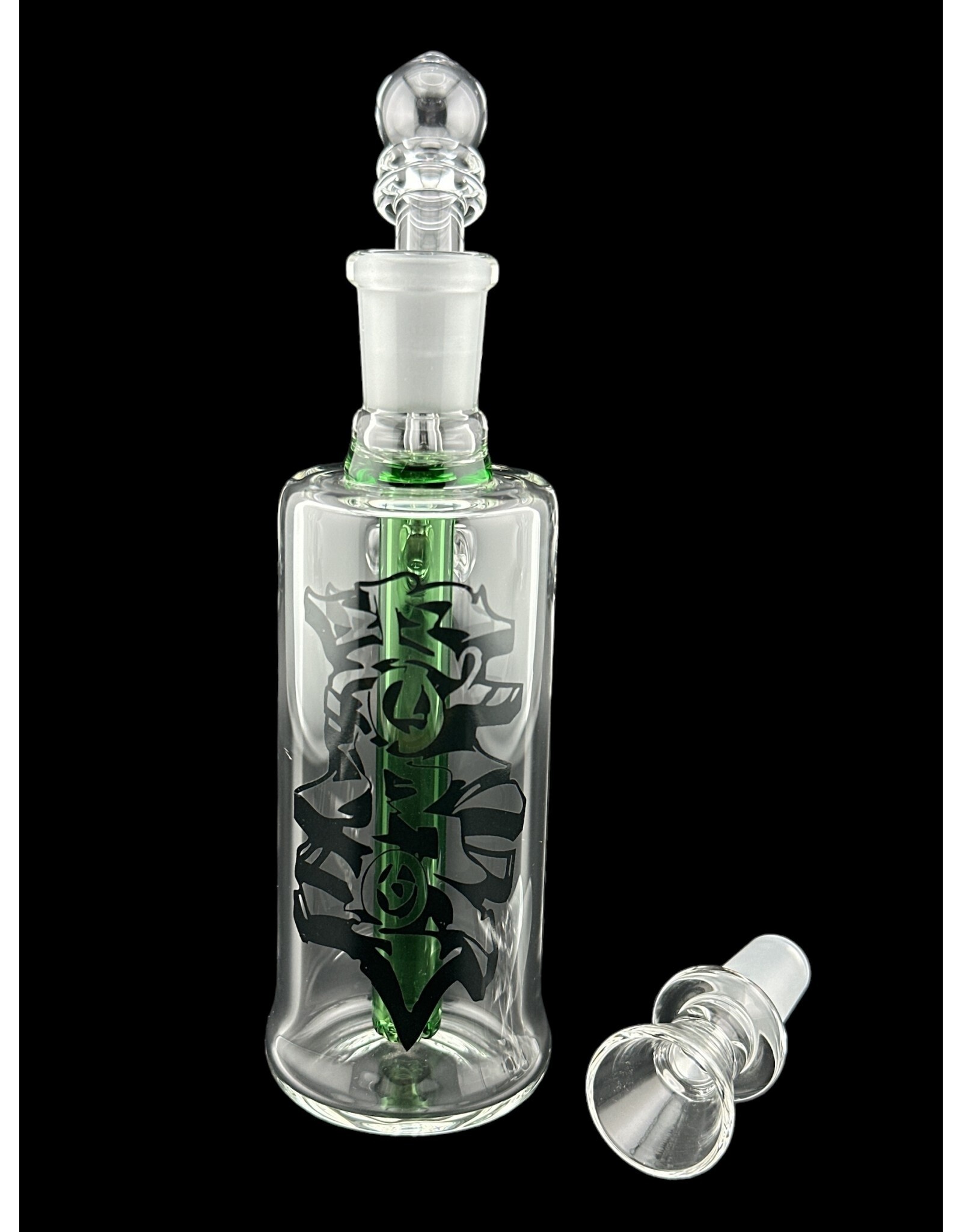 Borosyndicate Boro Straight Can Clear Bubbler With Green Downstem 14mm