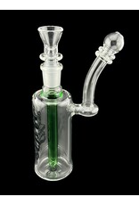 Borosyndicate Boro Straight Can Clear Bubbler With Green Downstem 14mm