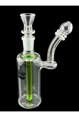Borosyndicate Boro Straight Can Clear Bubbler With Lime Green Downstem 14mm