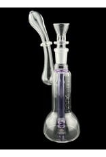 Borosyndicate Boro Small Classic Sherlock Bubbler Clear w/Purple Fixed Stem 14mm