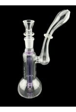 Borosyndicate Boro Small Classic Sherlock Bubbler Clear w/Purple Fixed Stem 14mm
