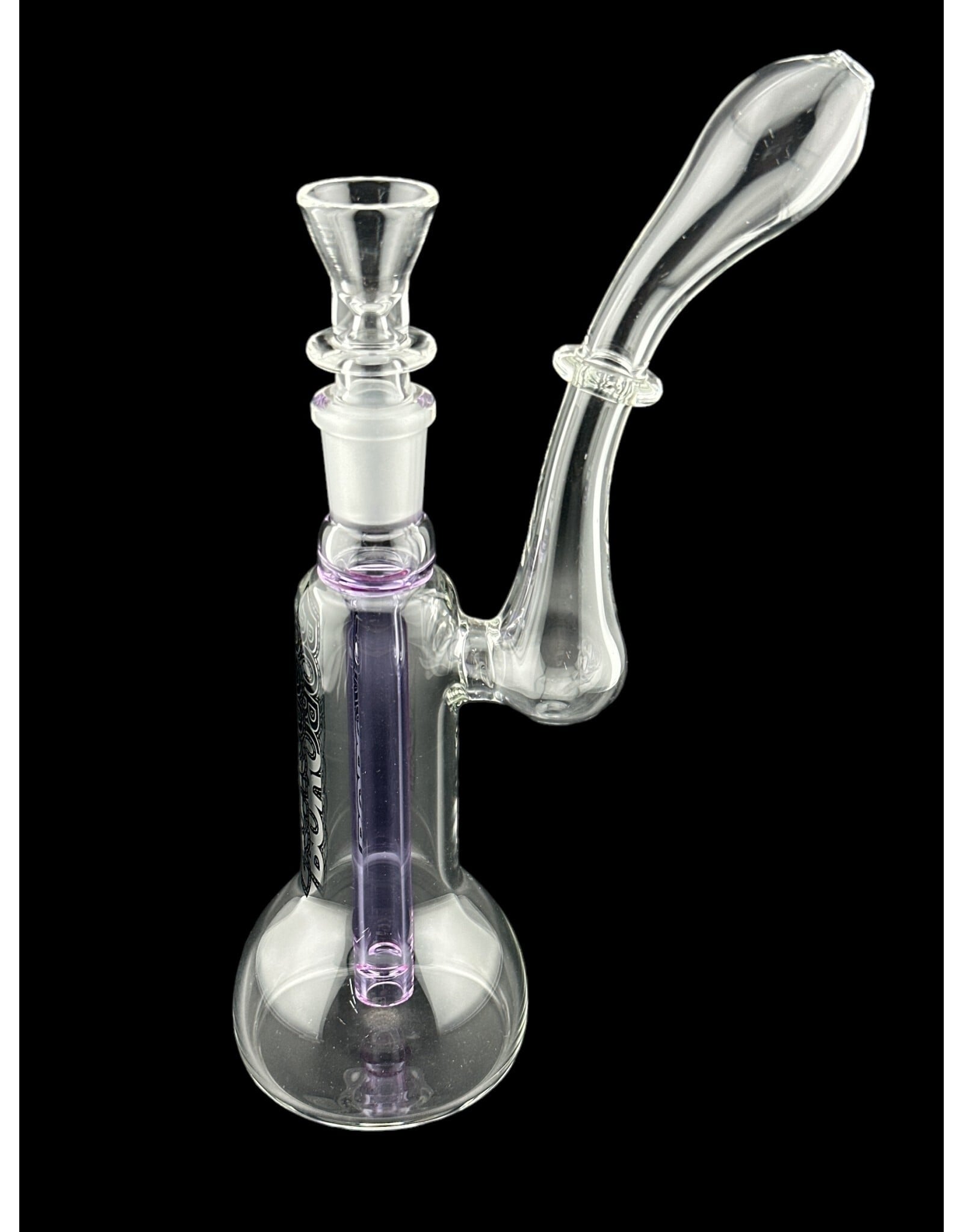 Borosyndicate Boro Small Classic Sherlock Bubbler Clear w/Purple Fixed Stem 14mm