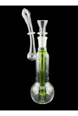 Borosyndicate Boro Small Classic Sherlock Bubbler Clear w/Lime Green Fixed Stem 14mm