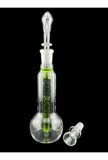 Borosyndicate Boro Small Classic Sherlock Bubbler Clear w/Lime Green Fixed Stem 14mm