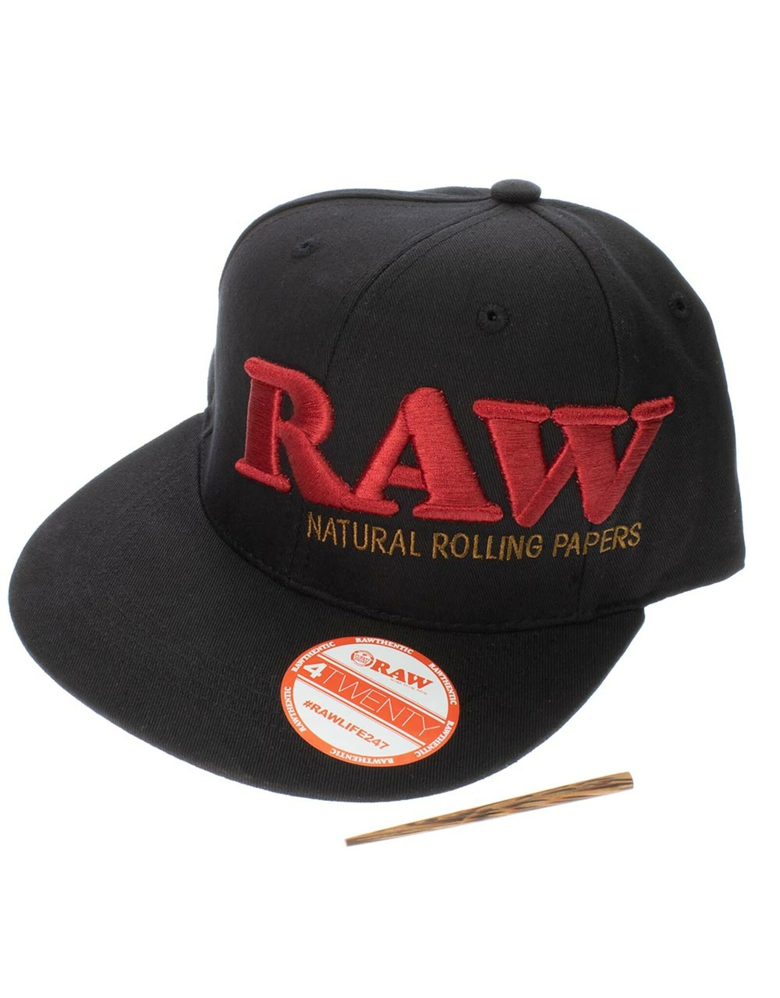 Raw Raw Flat Bill Snap Back Black With Red Stitching And Poker Hat