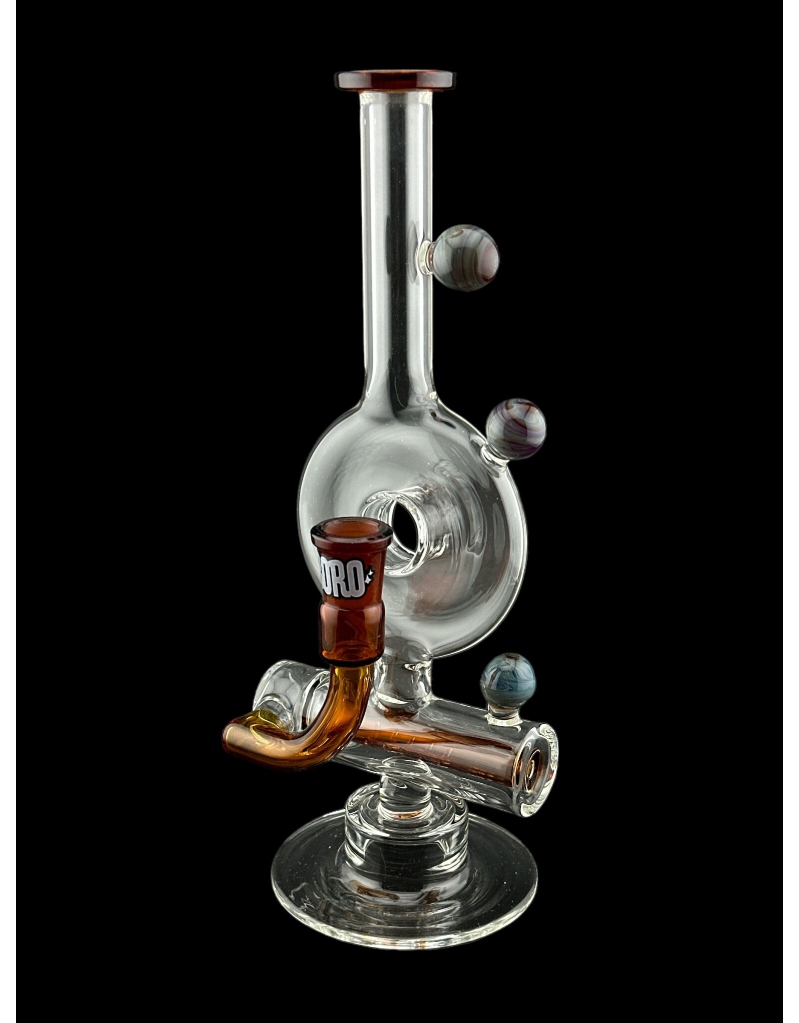 Borosyndicate Boro InLine Donut Rig Amber W/ Marbles