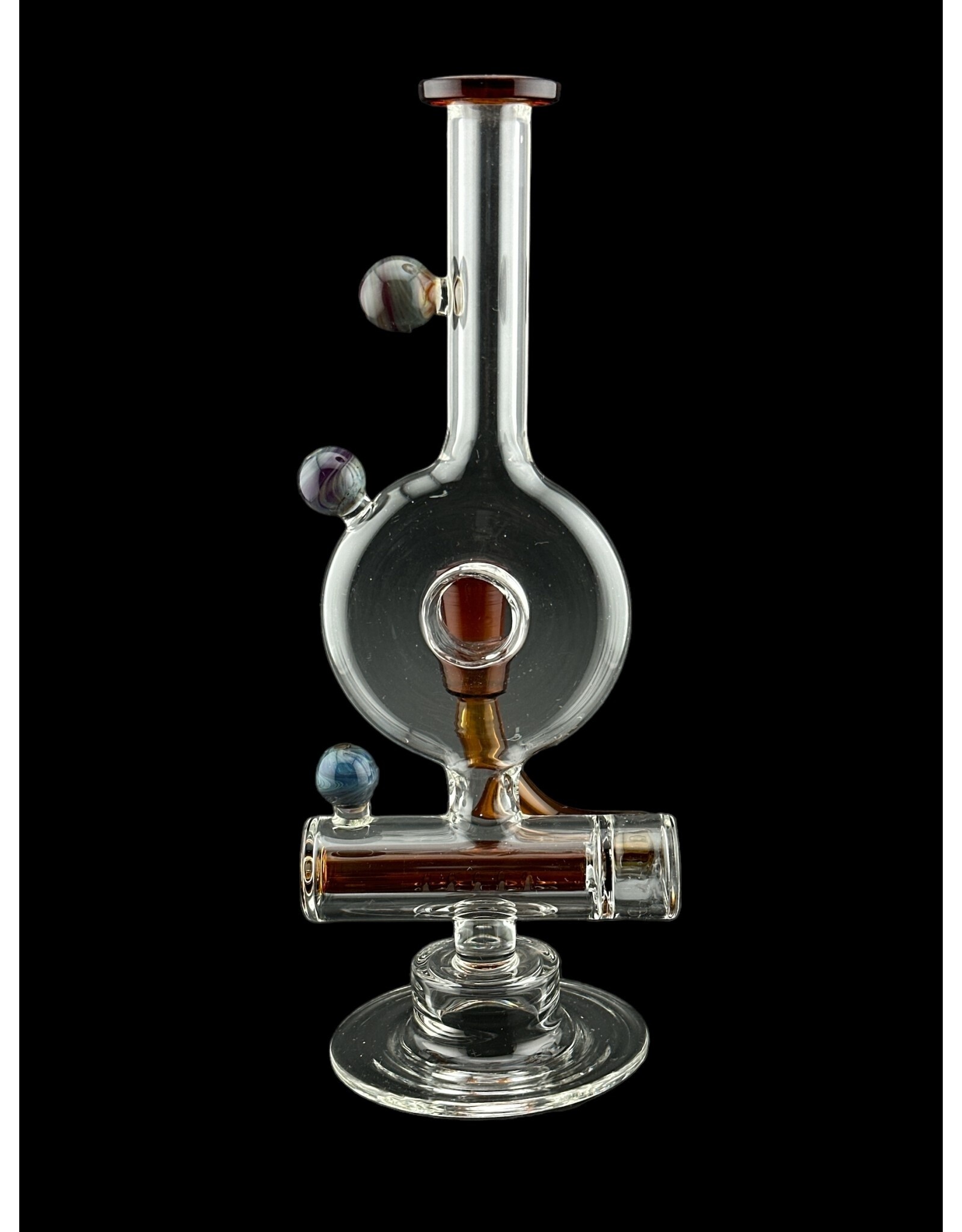 Borosyndicate Boro InLine Donut Rig Amber W/ Marbles