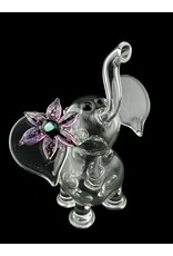 flame princess Mini Clear Elephant with Dichro Flower and Moon Opal