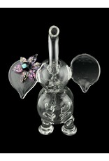 flame princess Mini Clear Elephant with Dichro Flower and Moon Opal
