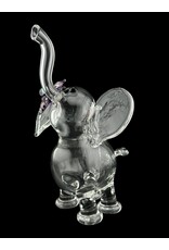 flame princess Mini Clear Elephant with Dichro Flower and Moon Opal