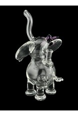flame princess Mini Clear Elephant with Dichro Flower and Moon Opal