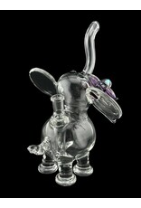flame princess Mini Clear Elephant with Dichro Flower and Moon Opal