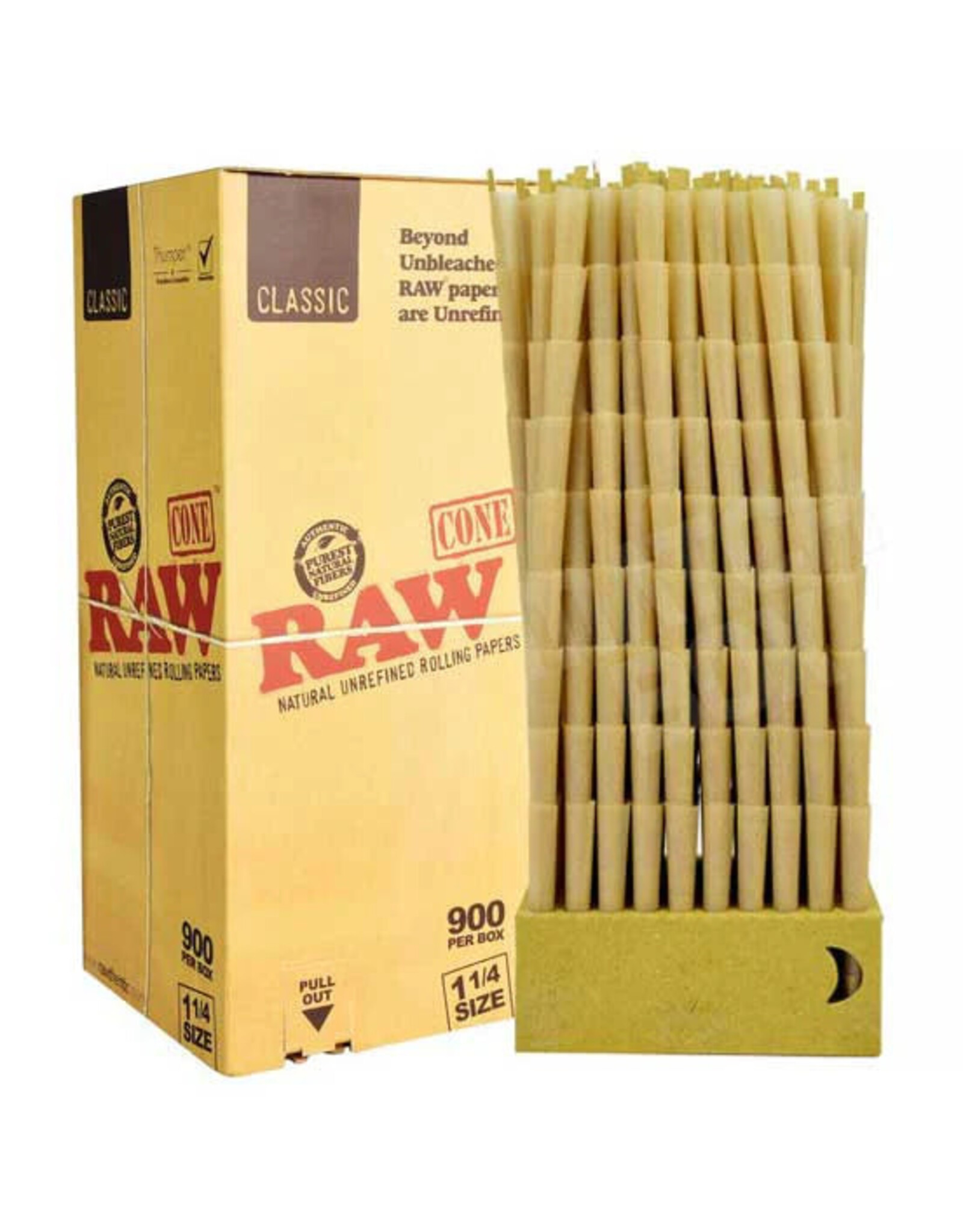 RAW Classic Cones 1 1/4 900pc Bulk Box Borosyndicate
