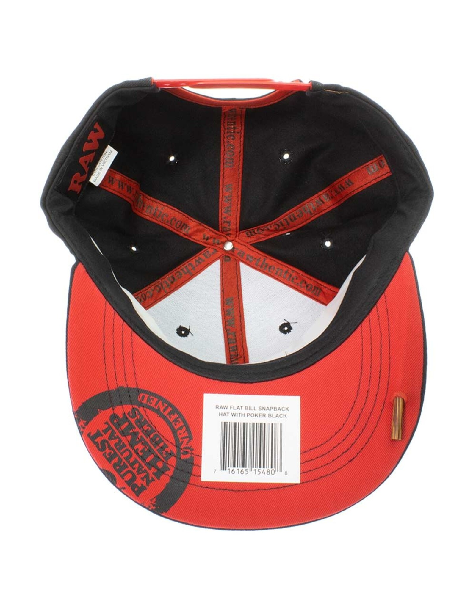 Raw Raw Flat Bill Snap Back Black With Red Stitching And Poker Hat