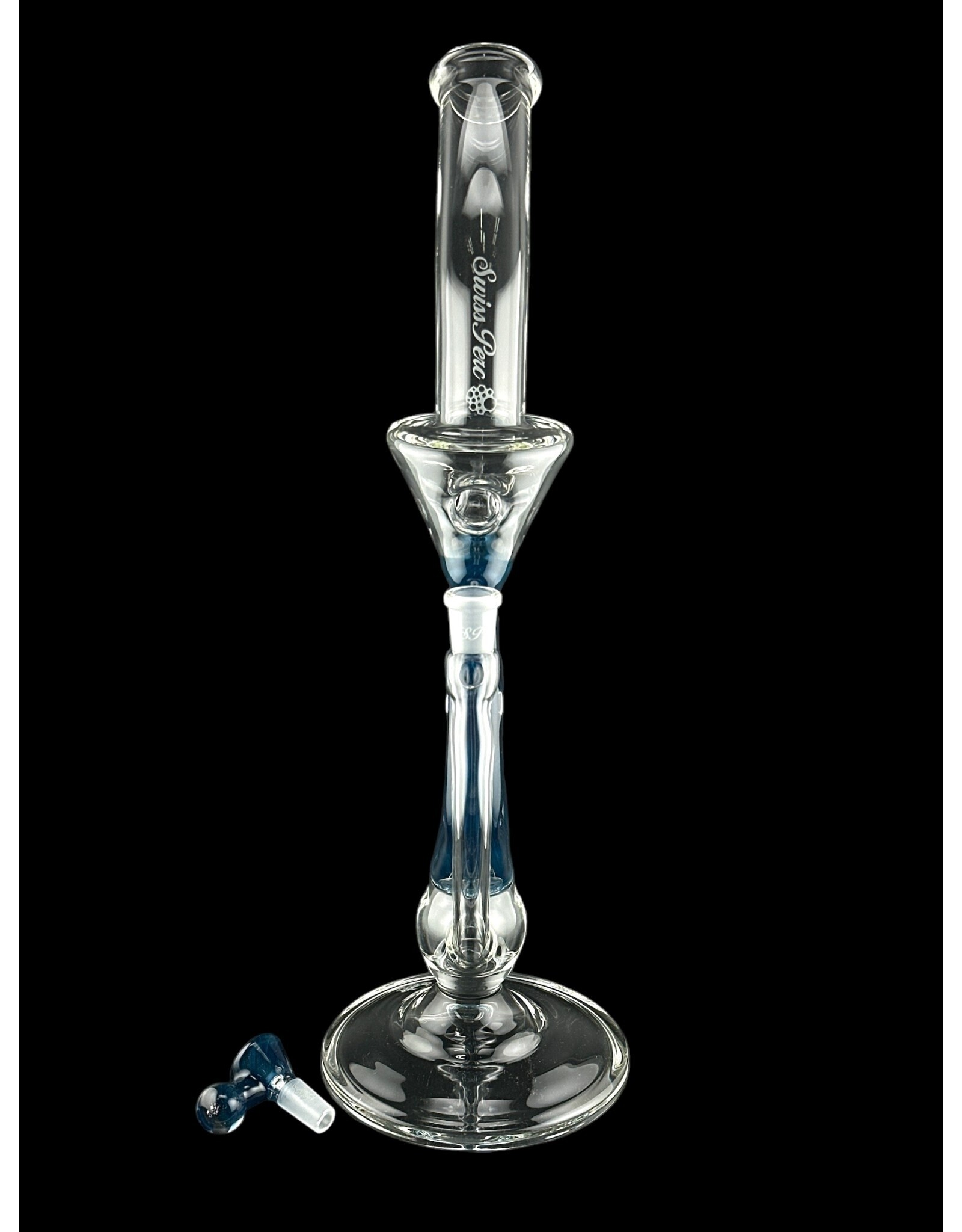 Swiss Perc Swiss Perc Full Size Side Feeder With Triple Donut Swoop Bent Neck Blue Stardust #96 of #100