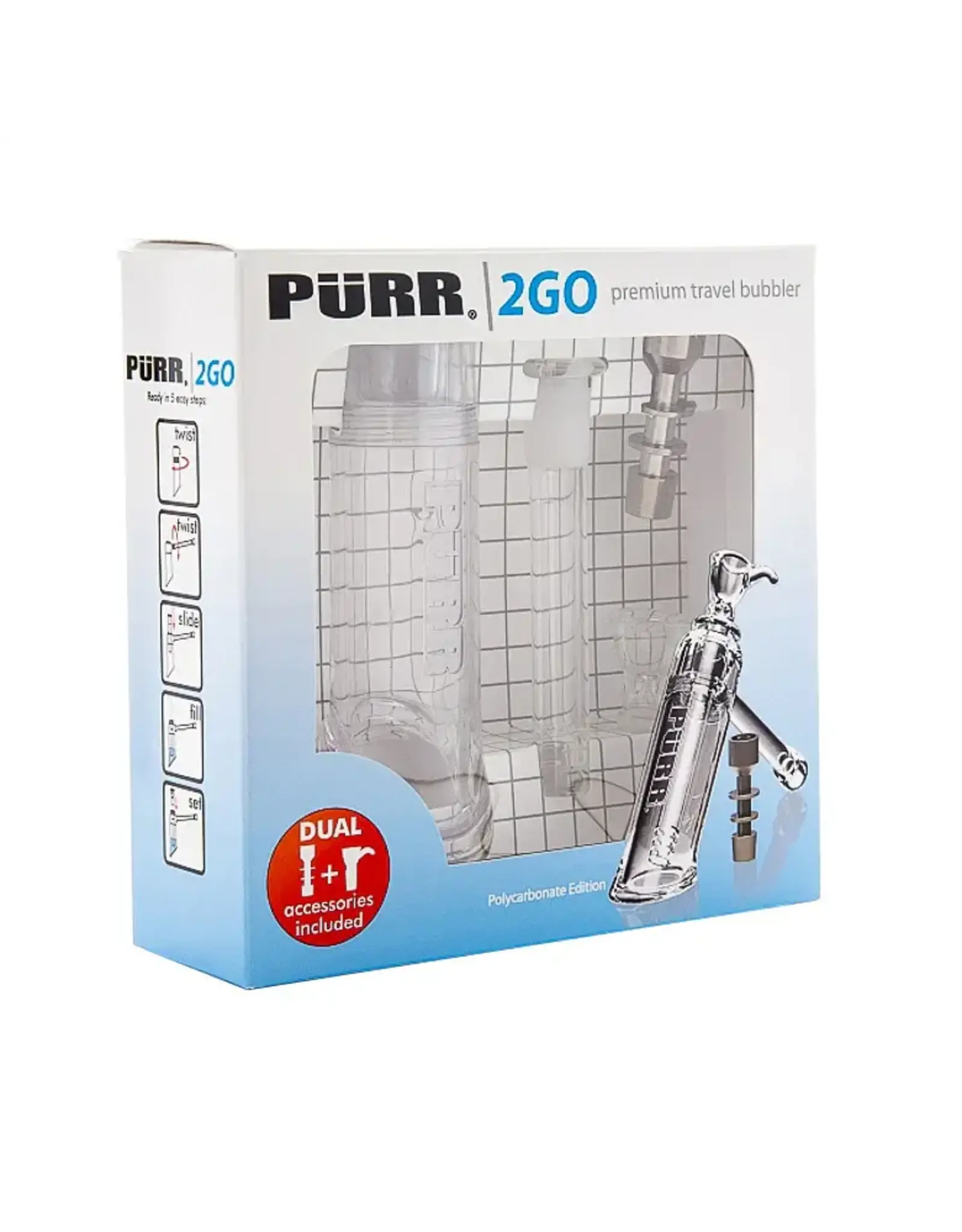 Purr2go Traveler Polycarbonate bubbler And Rig Set