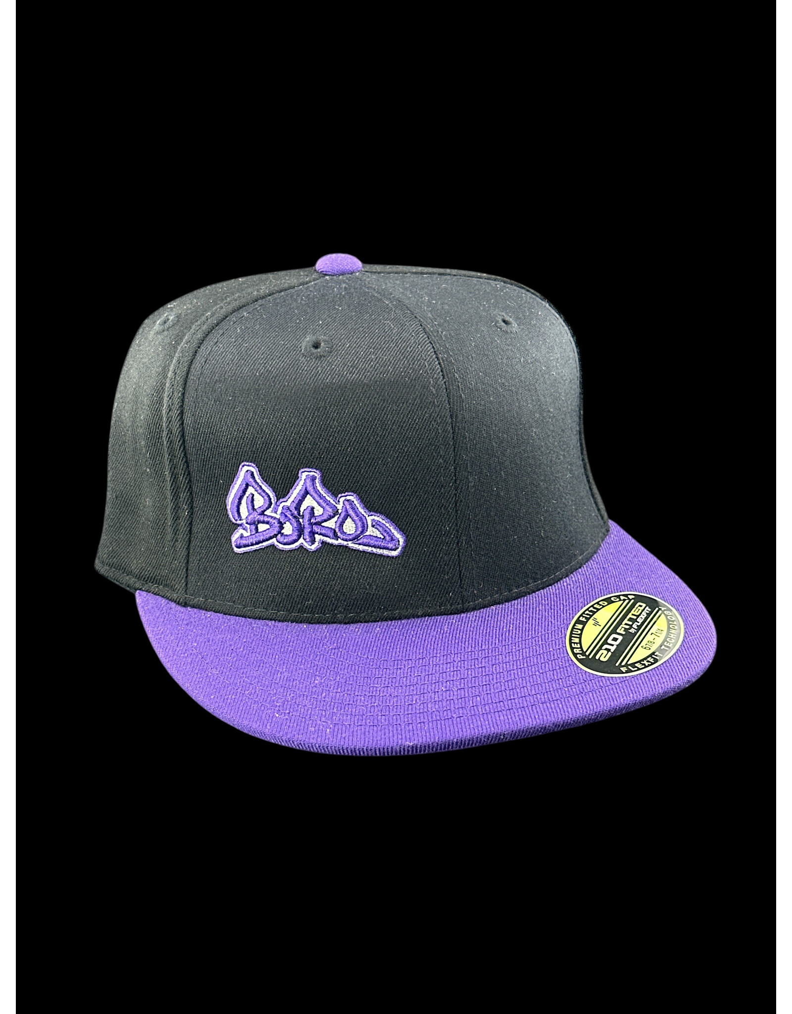 Borosyndicate Boro Black hat with Purple Brim And thread 210 Fitted 6 7/8 - 7 1/4